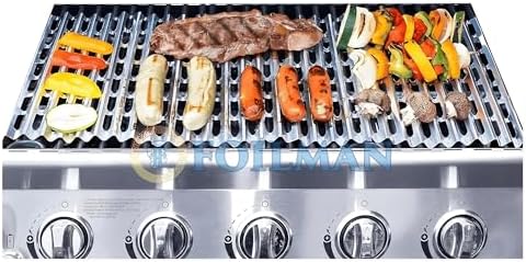 Foilman Heavy-Duty Disposable Aluminum Grill Liners, 12 x 20 Inch Nonstick Cooking Sheets for BBQ, Protects Grates from Grease, Even Heat Distribution, Easy Cleanup for Outdoor Grilling - Pack of 8 by Foilman