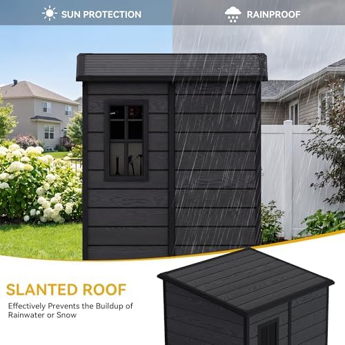 DWVO 5x4 FT Resin Outdoor Storage Shed with Floor & Window - Image 6