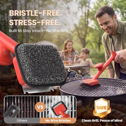 ThermoMaven Bristle-Free Grill Brush with Scraper and 5 Replacement Heads - Image 3