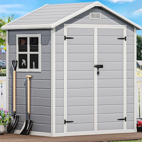 DWVO 6x4.4FT Resin Storage Shed with Reinforced Floor & Window by DWVO