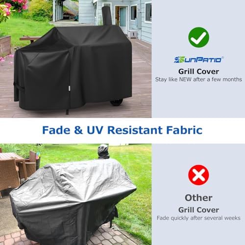 SunPatio 60 Inch Offset Smoker Cover, Outdoor Heavy Duty Waterproof BBQ Smoker Cover, Charcoal Pellet Grill Protector for Brinkmann, Char-Broil, Weber, Nexgrill and More - Image 3