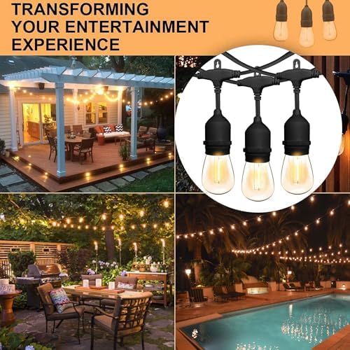 Banord 50FT Outdoor String Lights, S14 Waterproof Patio Lighting, Black - Image 2