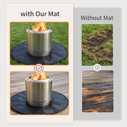 SheeChung Fire Pit Mat Round 42'' for Solo Stove Bonfire,Oilproof Grill Mat - Image 6