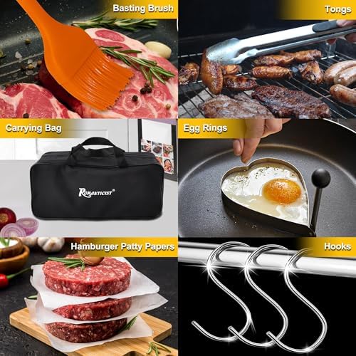 ROMANTICIST 119PC Professional Griddle Accessories Kit - Heavy Duty Stainless Steel Grill Spatula Set for Grill Griddle Hibachi Flat Top Outdoor Cooking - Great Grill Gift on Birthday Wedding - Image 6