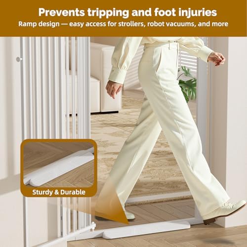 55.1" Extra Tall Pet Gate with Adjustable Cat Door, 29.5-35" Extra Wide Cat Gate, Pressure Mounted Walk Through Pet Safety Gate for Stairs, Doorways, White - Image 5