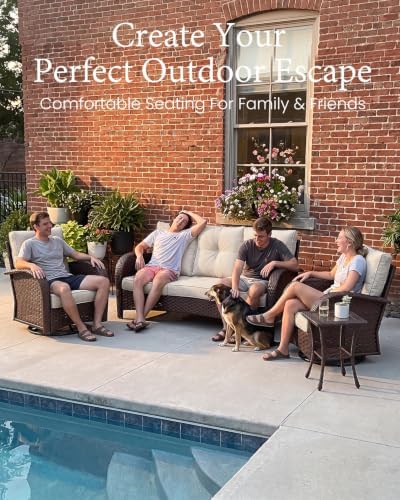 LayinSun 5 Pieces Outdoor Patio Furniture Set with Fire Pit Table - Image 2