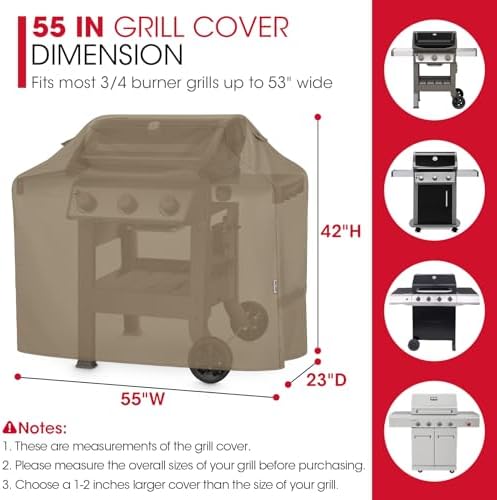 Unicook 55 in. Grill Cover Heavy Duty Waterproof for Outdoor, Neutral Taupe - Image 2