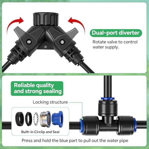 120Ft 1/4" Drip Irrigation System for Garden – 26 Adjustable Copper Nozzles, Automatic Atomizing Sprinkler System for Outdoor Plants Raised Bed, Yard, Potted Plants & Lawn - Image 4