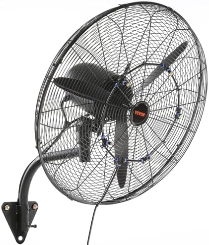 VEVOR 24 Inch 3-Speed 7000 CFM Black Waterproof Wall Mount Oscillating Fan by VEVOR