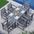 Dining Table Set, 7-Piece HDPE Outdoor Dining Set for 6, Gray by Unknown