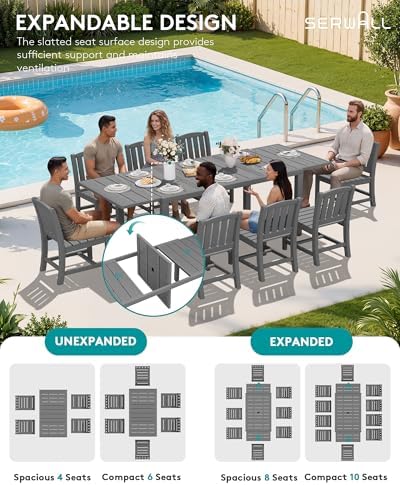 SERWALL Outdoor Patio Dining Set for 6, Grey - Image 3