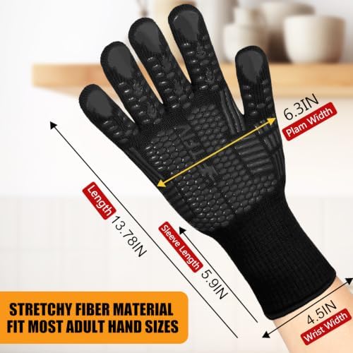 BBQ Gloves, 1472°F Heat Resistant with Silicone Grip Oven Mitts - Image 2