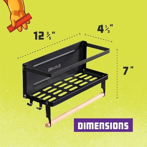 Grillzilla Grill Accessories Magnetic Grill Caddy & Organizer - Black Portable Powder-Coated Iron - BBQ Shelf & Tool Holder with Heavy Duty Magnets for Refrigerator & Oven - Foldable Design - Image 6