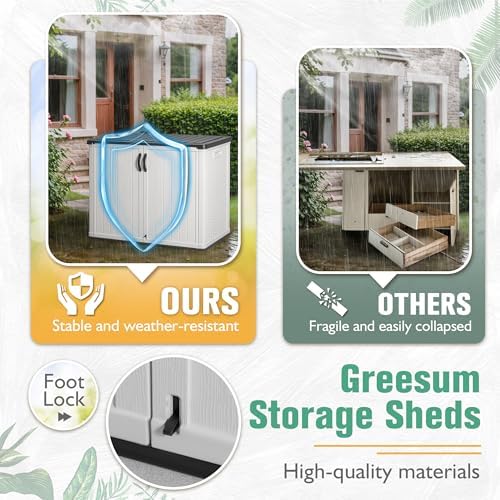 Greesum 26 CUFT Outdoor Storage Cabinet with 2 Lockable Doors, White - Image 7