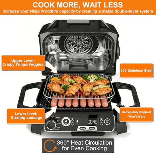 Stainless Steel Rack for Ninja Woodfire Outdoor Indoor Grill and Smoker, 12.6×8.7 Inches Grill Stand for OG701 OG751 7-in-1 Accessories, Stackable Replacement Parts, Dishwasher Safe - Image 3