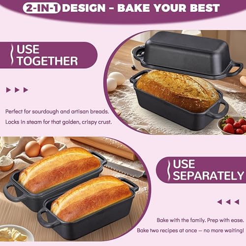 Cast Iron Loaf Pan with Lid 9x5 Inch,Sourdough Pan - Image 6