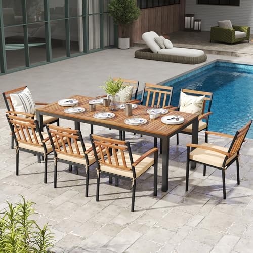 Tangkula 79" Acacia Wood Outdoor Dining Table for 8, 8-Person Patio Table - Image 3