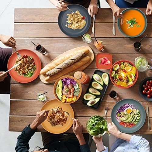 48 Pcs Dinnerware Sets, Unbreakable Plates and Bowls Sets, Reusable Dinnerware Sets for 4 People, Travel Camping Picnic Home Party Cutlery Set, Dishwasher Microwave Safe Dishes - Image 7