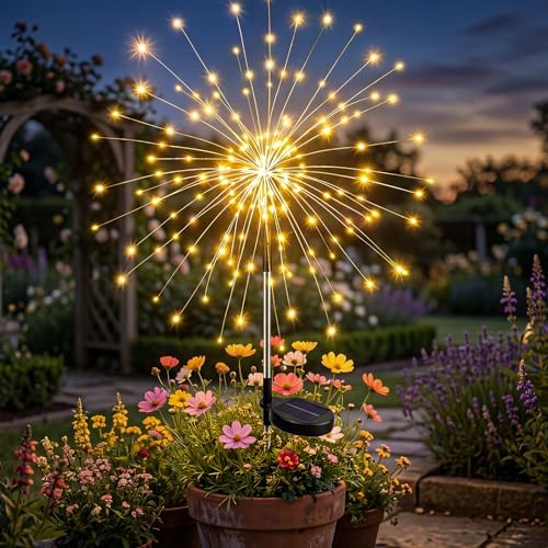 btfarm 1 Pack Solar Garden Lights Outdoor, 8 Modes Firework Lights Outside by btfarmdecorativelighting