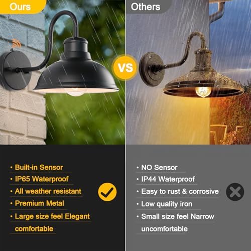 Dusk to Dawn Barn Lights Outdoor Wall Light 8" Exterior Lighting Fixtures - Image 6