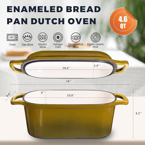 Oval Enameled Cast Iron Dutch Oven for Sourdough Bread Baking - Image 2
