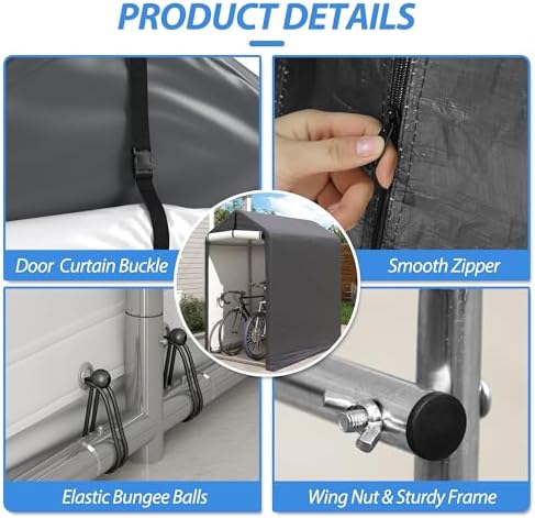 Outdoor Storage Shed 6 x 3Ft Heavy Duty Portable Storage Shelter with Roll-up Zipper Door for Bike, Mower, Garden Storage - Image 3