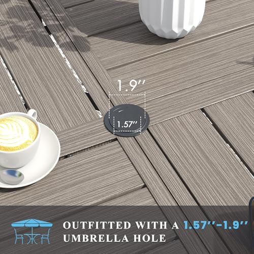 VICLLAX Patio Table and Chair Set of 4, All Weather Metal Round Outdoor Dining Furniture Set-40.6" Round Outdoor Table and Chairs, Grey Wood Grain Tabletop - Image 2
