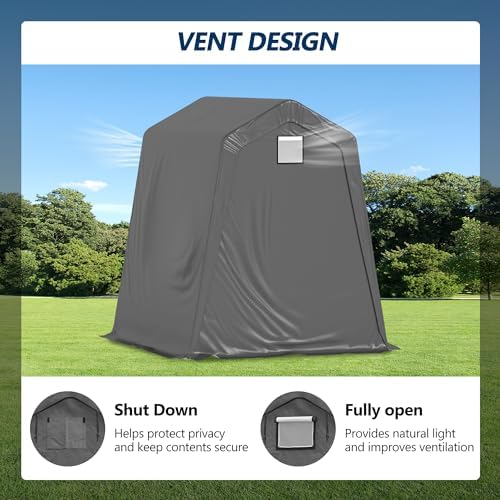 COVERONICS 6' x 7' Outdoor Portable Storage Shelter Shed, Grey - Image 5