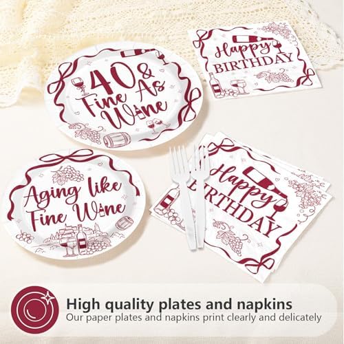 96Pcs Aging Like Fine Wine 40th Birthday Party Decorations Serves 24 - Image 4
