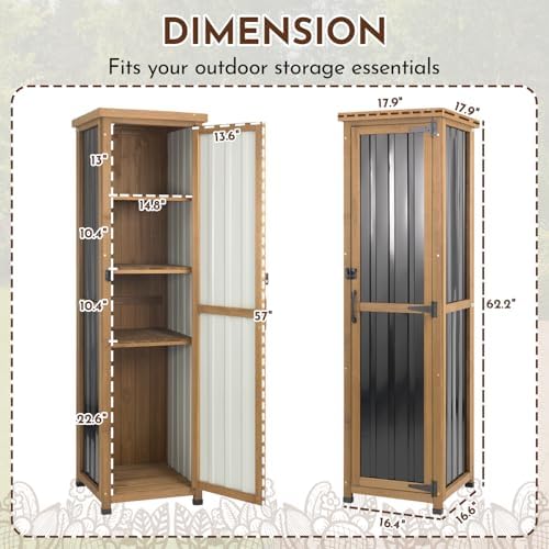 Ketive Tall Narrow Outdoor Storage Cabinet, 62-Inch, 3 Adjustable Shelves - Image 5