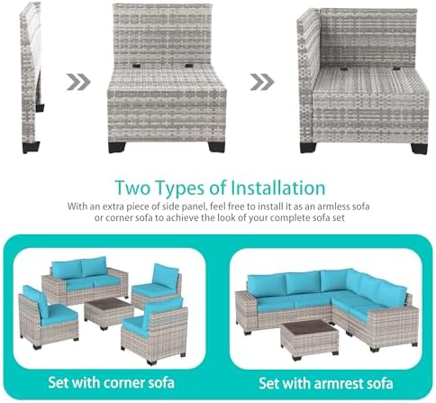 Outdoor Patio Furniture Set PE Wicker Rattan Outdoor Sectional Sofa - Image 4