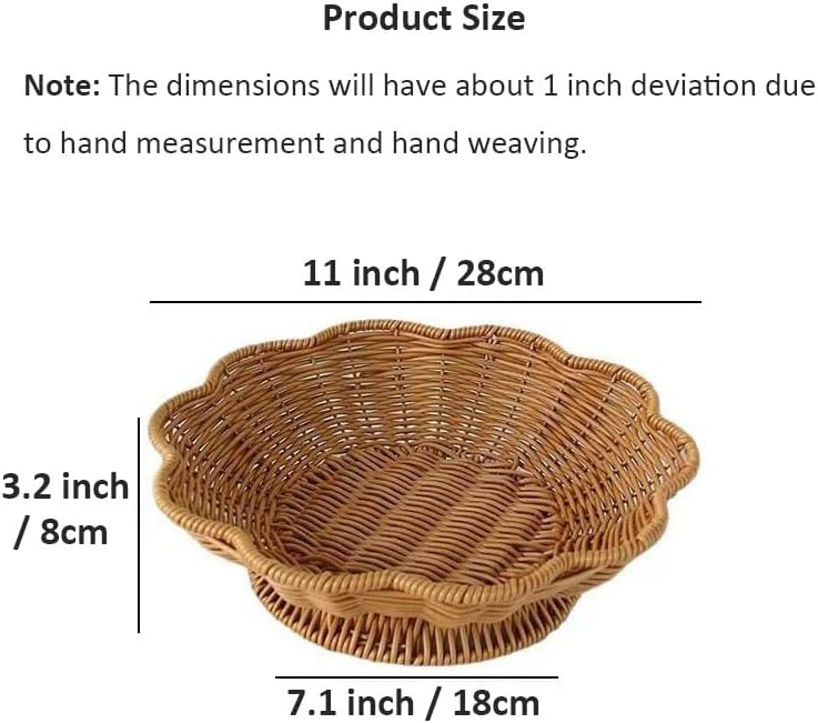 RT&BS Handwoven Fruit Basket for Counter, Wicker Bread Basket, Wicker Egg Baskets, Flower-Shaped Display Baskets for Living Room, Kitchen, Store, Restaurant, Outdoor - Image 4