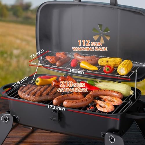 MASTER COOK Portable Charcoal Grill, Foldable Lightweight BBQ Grill with 330 sq.in. Cooking Area and Adjustable Air Vent Outdoor RV, Hiking, Camping, Patio, Tailgating - Image 4