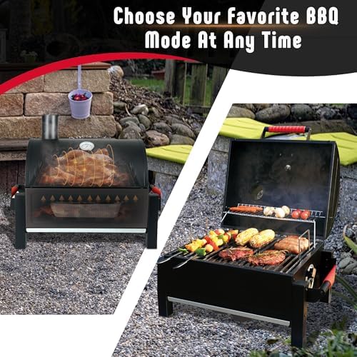 Feasto Portable Tabletop Charcoal Grill, 354 sq.in Cooking Area - Image 4