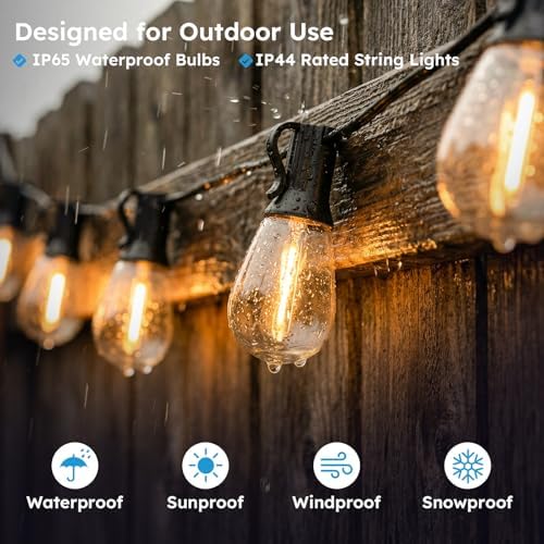 GvvooHome 50FT Outdoor String Light with S11 Plastic Bulbs, Low-Voltage LED Patio Lights with App & Remote, Music Sync, 4 Lighting Modes, Dimmable & Waterproof for Backyard, Porch, Garden, Deck, Party - Image 6