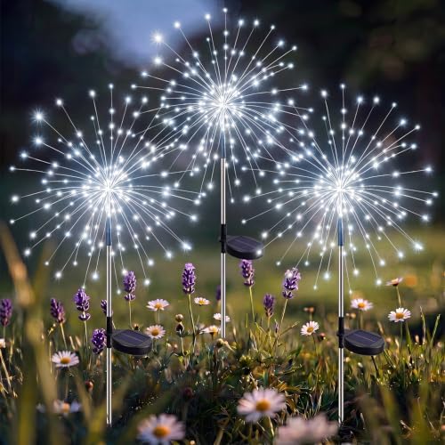 btfarm 3 Pack Solar Garden Lights Outdoor, 8 Modes Firework Lights Outside by btfarmdecorativelighting