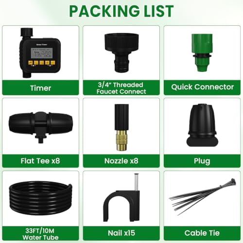Misters for Outside Patio with Timer, 33FT/10M Chicken Coop Misting System for Cooling with 8 Brass Nozzles, Outdoor Mister for Patio Backyard Garden Greenhouse Livestock - Image 6