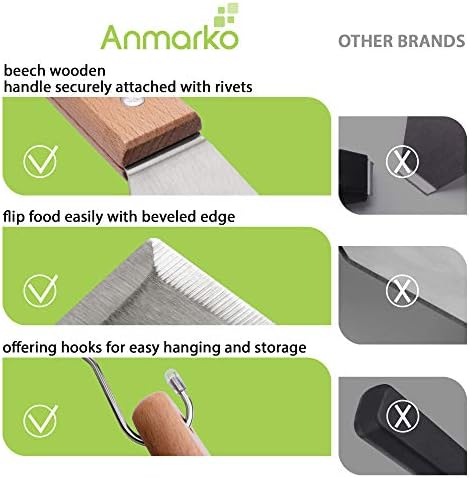Metal Spatula Set of 6 - Griddle Accessories kit - Grill Flat Spatula Pancake Flipper Hamburger Turner - Metal Utensil Great for BBQ Grill Flat Top Cast Iron Griddle - Image 4