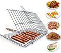 Hakan Grill Basket 11.8 x 15.8-inch for Outdoor Grill, Barbecue Basket for Fish, Steak, Chicken, Vegetables, Shish Kabob and Shrimp, Large Lockable Basket with Wooden Handle, Stainless Steel, BBQ by HAKAN