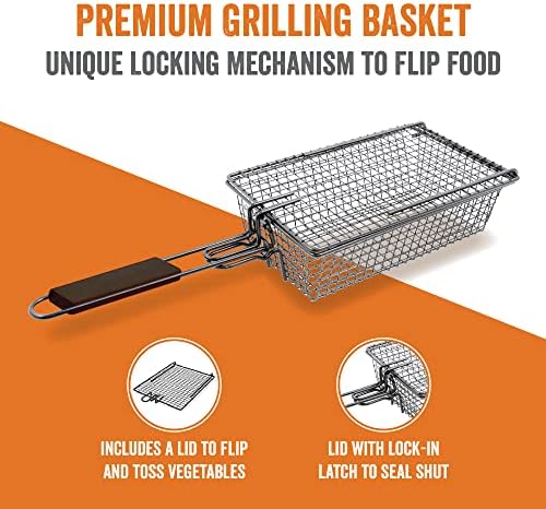 Yukon Glory Premium Grill Basket with Lid, Locking Flip Handle - Image 4