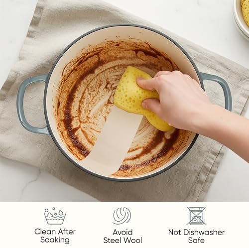 3 Quart Enameled Cast Iron Braiser, Non Stick Enameled Cast Iron Skillet with Lid, Dutch Oven Skillet with lid up to 500°F for Oven, Stove, Grill, Shallow Dutch Oven for Cook, Bake (Gray) - Image 6