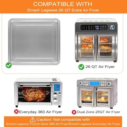 Air Fryer Replacement Tray for Emeril Lagasse 26 QT Extra Large Air Fryer, 12.5''×11.3'' Steel Air Fryer Accessories Grill Pan Plate Replacement Parts Rack - Image 4