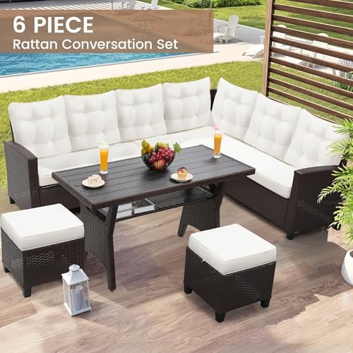 KROFEM 6 Piece Patio Furniture Set, Dining and Conversation Set - Image 6