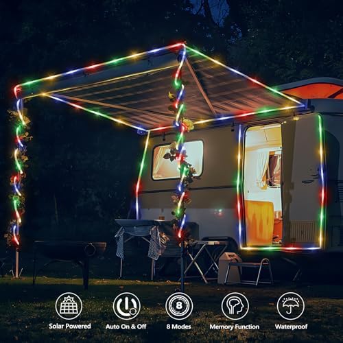 Solar Rope Lights, 33ft 100LED Solar String Lights, 8 Modes, Waterproof - Image 2