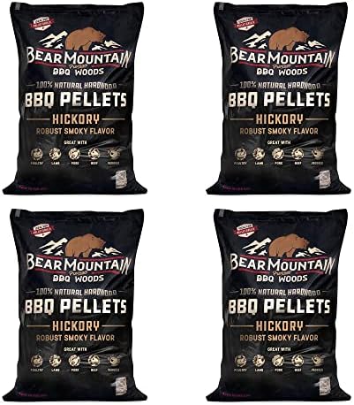 Bear Mountain Premium BBQ Woods FK14 Premium All Natural Low Moisture Hardwood Smoky Hickory BBQ Smoker Pellets for Outdoor Grilling, 20 Pound Bag (Pack of 4) by BearMountainBBQ