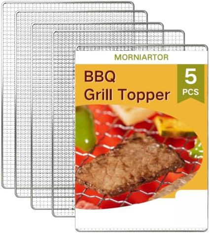 Grill Topper,5 PCS BBQ Grill Mesh Mat,14×10 Inch Mesh Baking Tray,Baking Rack Replacement Pad for Outdoor Barbecue, Camping & Picnics by Unknown