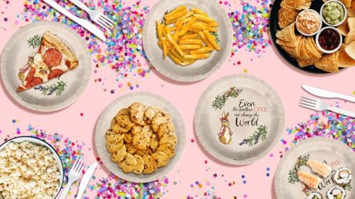 Birthday Galore Peter Rabbit Girl's Baby Shower - 32 Piece Disposable Party Supplies - Spring Baby Shower Decorations - Round Party Plates - Large 9" Paper Plates In Bulk - Image 7