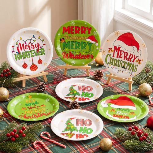 Rtteri 100 Pcs Christmas Paper Plates Disposable 9 Inch Lime Green Plate - Image 2