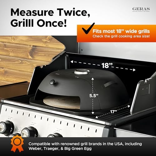 HeatGuard Pro Geras Pizza Oven for Grill - Grill Top Pizza Oven For Outdoor Camping - Pizza Stone, Pizza Peel Kit - Portable Backyard BBQ Pizzas Maker Charcoal, Pellet, Propane Gas Wood Attachment - Image 5
