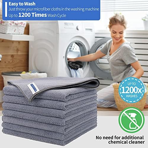 Microfiber Cleaning Cloth, Premium 8 Pack Cleaning Towels, Lint-Free Streak-Free Ultra Absorbent, 300GSM Reusable Microfiber Towel for Cars Shop Garage Home Kitchen, 12.6" x 12.6" Grey - Image 6